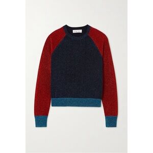 Victoria Beckham Metallic Colorblock Crewneck Sweater
